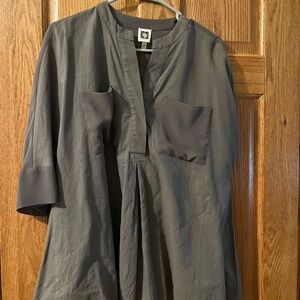 Anne Klein Charcoal V-Neck Top